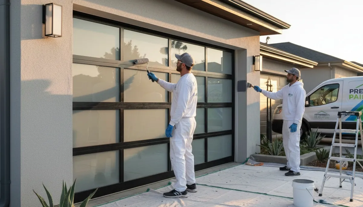 Professional garage door painting by expert house painters in Des Moines, IA for lasting curb appeal