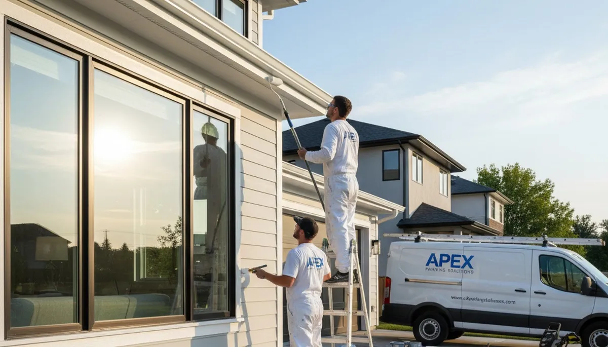 Professional trim and fascia painting on a Des Moines, IA home exterior by expert house painters