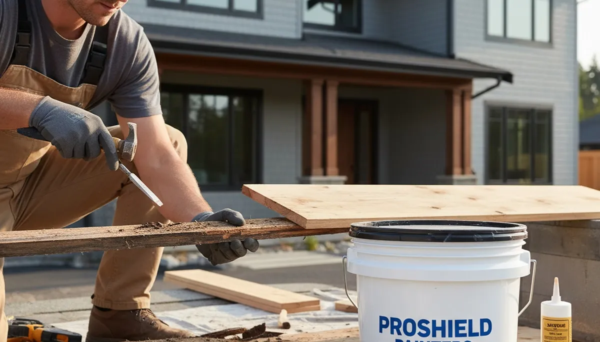 Professional wood rot repair on Des Moines, IA home exterior by expert house painters